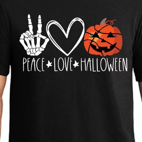 Peace Love Halloween Pumpkin Basketball For Girl Women Pajama Set