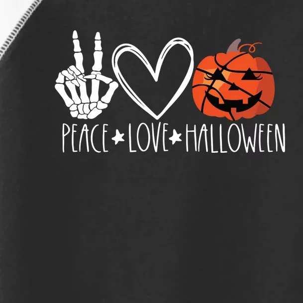 Peace Love Halloween Pumpkin Basketball For Girl Women Toddler Fine Jersey T-Shirt