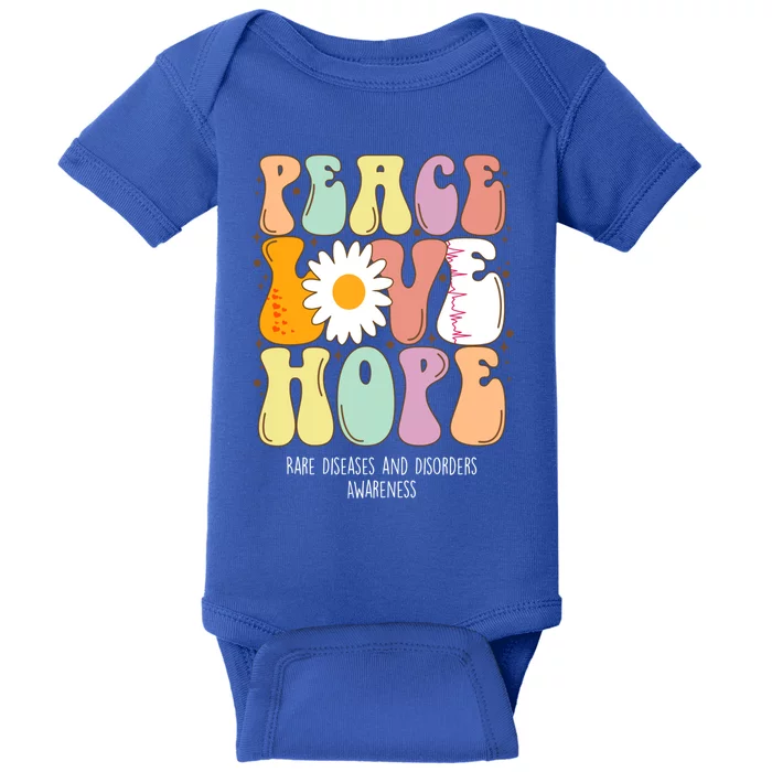 Peace Love Hope Rare Diseases And Disorders Awareness Gift Funny Gift Baby Bodysuit