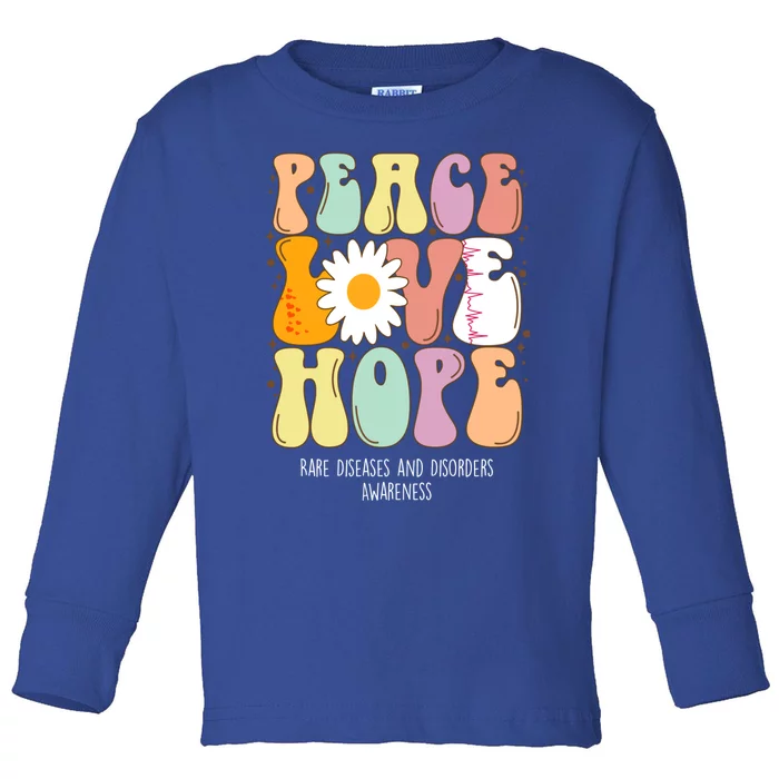 Peace Love Hope Rare Diseases And Disorders Awareness Gift Funny Gift Toddler Long Sleeve Shirt