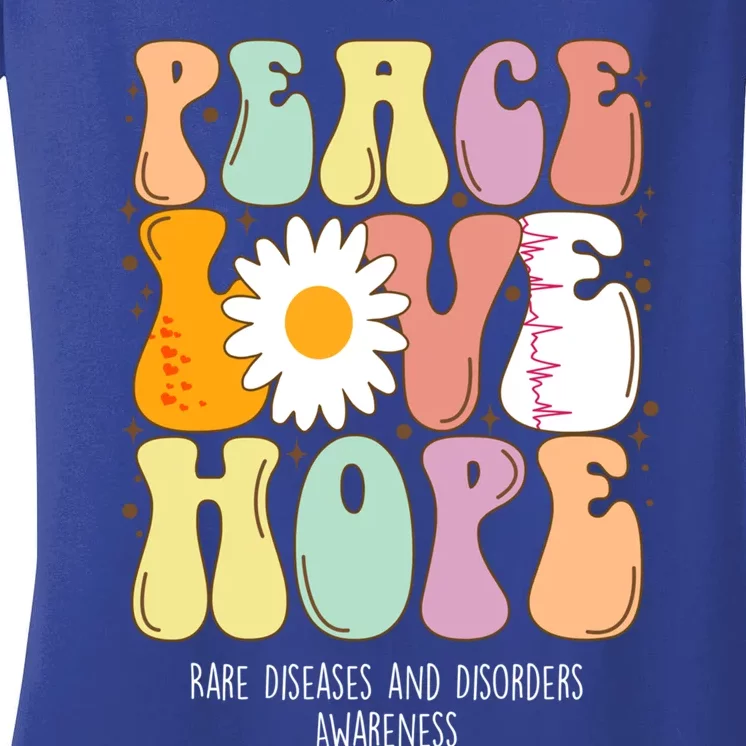 Peace Love Hope Rare Diseases And Disorders Awareness Gift Funny Gift Women's V-Neck T-Shirt