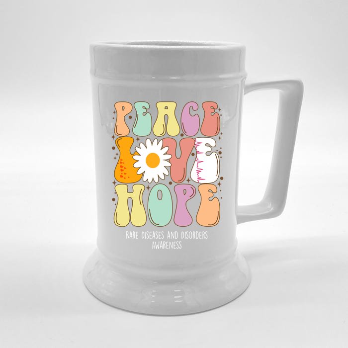 Peace Love Hope Rare Diseases And Disorders Awareness Gift Funny Gift Front & Back Beer Stein