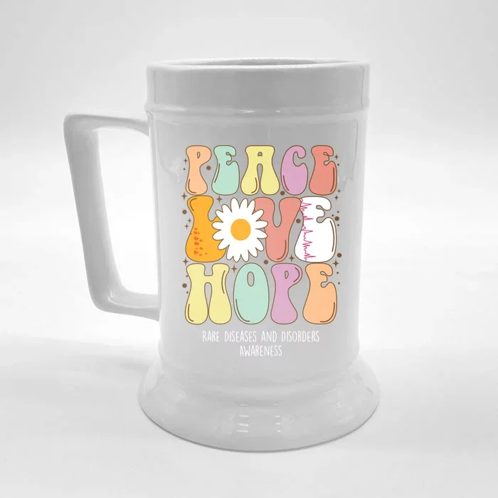 Peace Love Hope Rare Diseases And Disorders Awareness Gift Funny Gift Front & Back Beer Stein