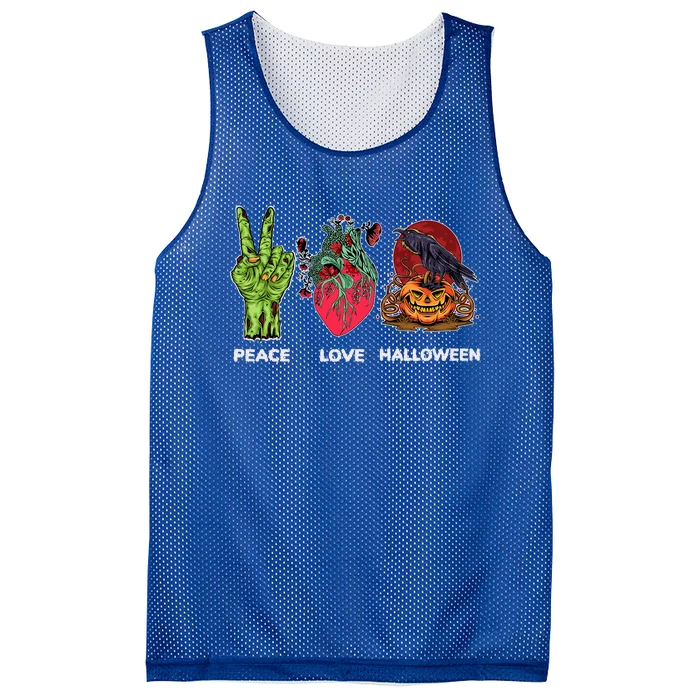 Peace Love Halloween Scary Funny Crow Pumpkin Gift Mesh Reversible Basketball Jersey Tank