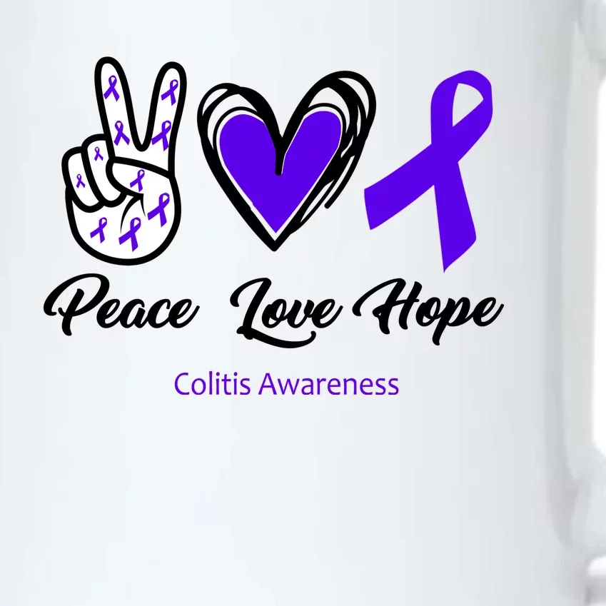 Peace Love Hope Colitis Awareness Black Color Changing Mug