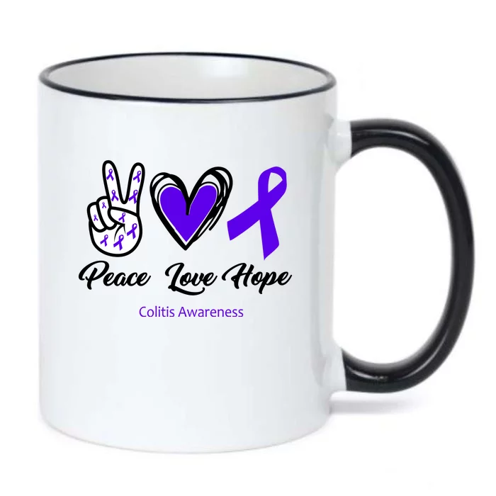 Peace Love Hope Colitis Awareness Black Color Changing Mug