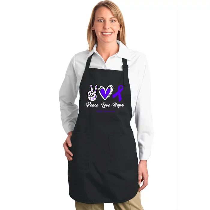 Peace Love Hope Colitis Awareness Full-Length Apron With Pocket