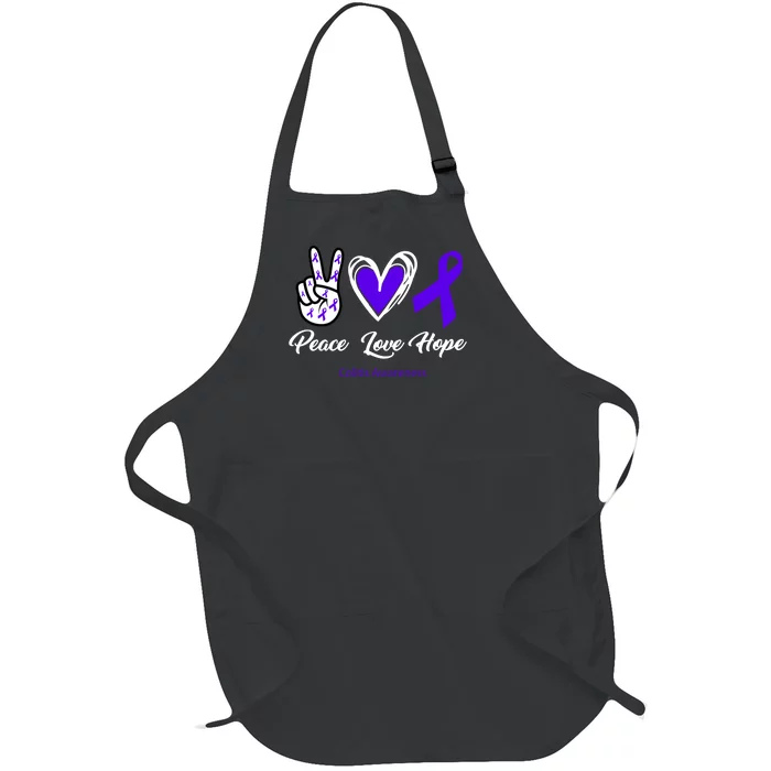 Peace Love Hope Colitis Awareness Full-Length Apron With Pocket