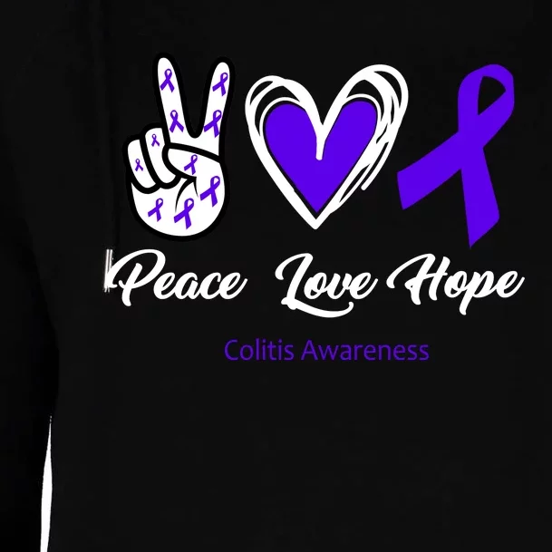 Peace Love Hope Colitis Awareness Womens Funnel Neck Pullover Hood