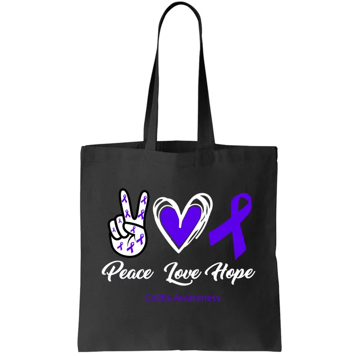 Peace Love Hope Colitis Awareness Tote Bag