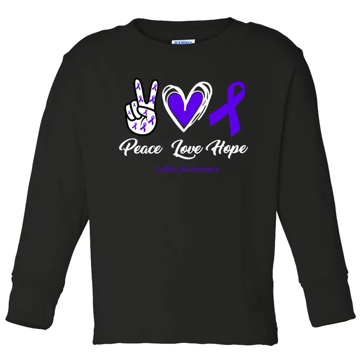 Peace Love Hope Colitis Awareness Toddler Long Sleeve Shirt