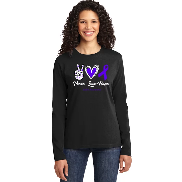 Peace Love Hope Colitis Awareness Ladies Long Sleeve Shirt