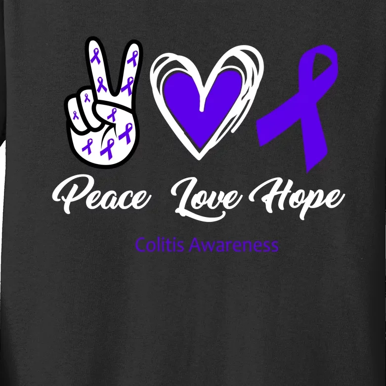 Peace Love Hope Colitis Awareness Kids Long Sleeve Shirt