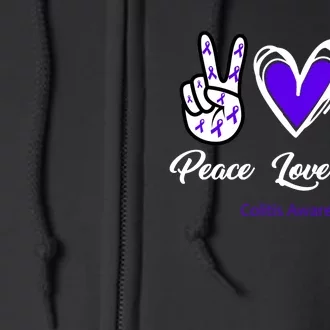 Peace Love Hope Colitis Awareness Full Zip Hoodie