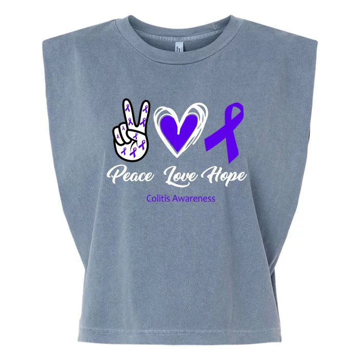 Peace Love Hope Colitis Awareness Garment-Dyed Women's Muscle Tee