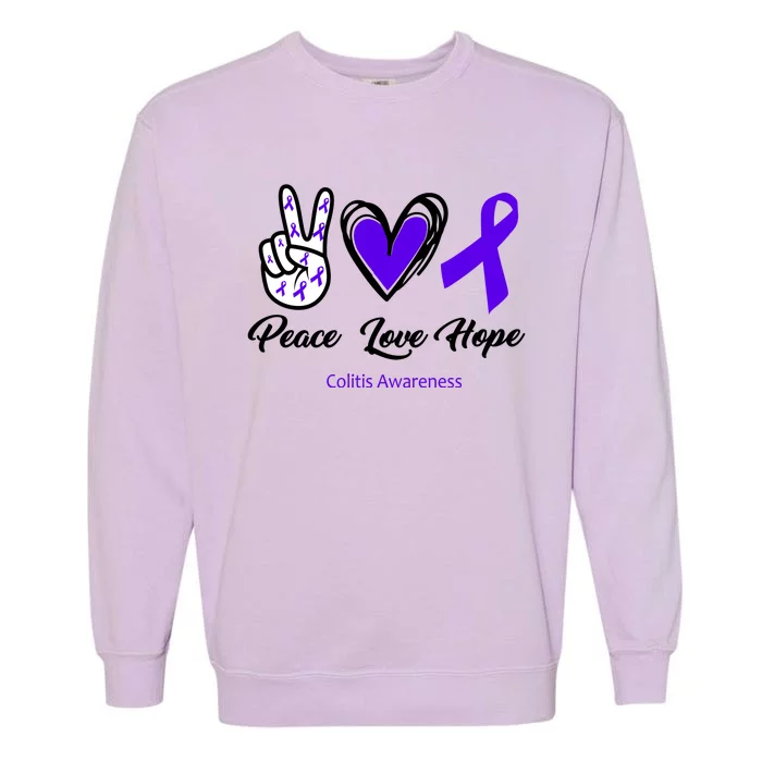 Peace Love Hope Colitis Awareness Garment-Dyed Sweatshirt