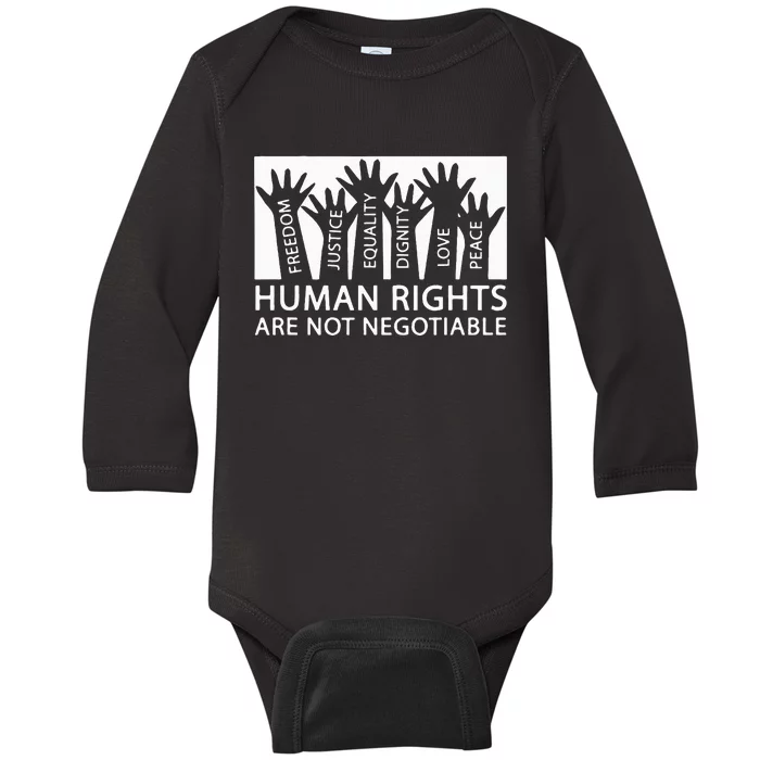 Peace Love Human Rights Baby Long Sleeve Bodysuit