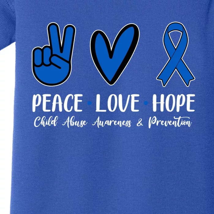 Peace Love Hope Abuse Awareness Month Ribbon Support Gift Baby Bodysuit