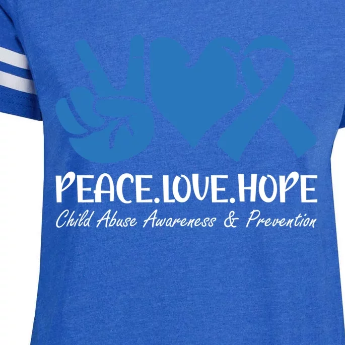 Peace Love Hope Abuse Awareness Month Ribbon Support Meaningful Gift Enza Ladies Jersey Football T-Shirt