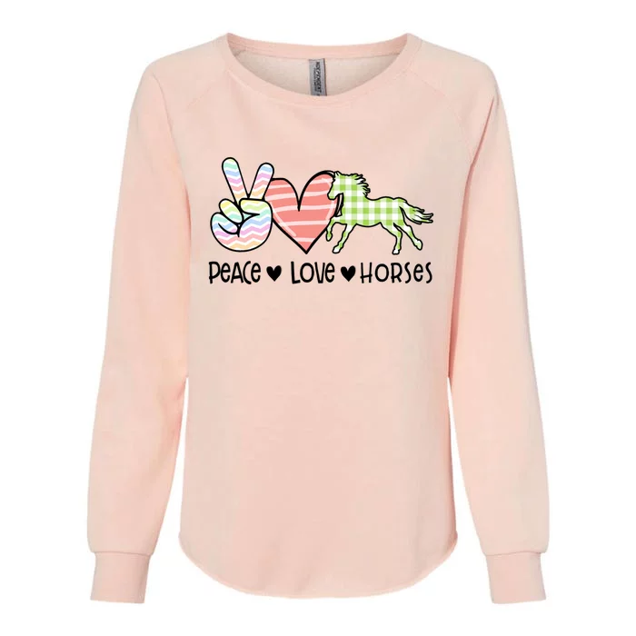 Peace Love Horses Gift Womens California Wash Sweatshirt