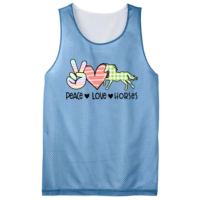 Peace Love Horses Gift Mesh Reversible Basketball Jersey Tank