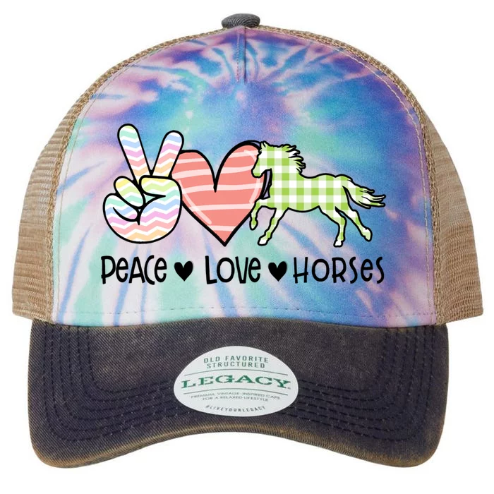 Peace Love Horses Gift Legacy Tie Dye Trucker Hat