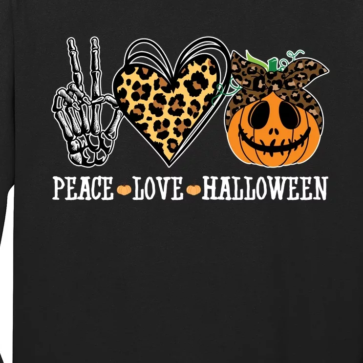 Peace Love Halloween Festive Leopard Long Sleeve Shirt