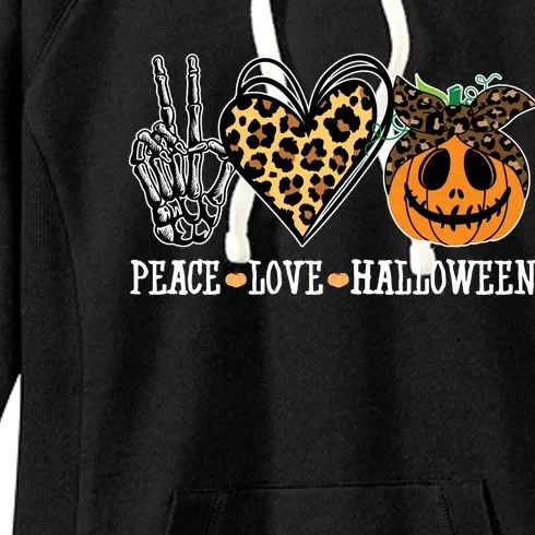 Peace Love Halloween Festive Leopard Women's Fleece Hoodie