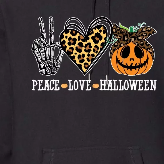 Peace Love Halloween Festive Leopard Premium Hoodie