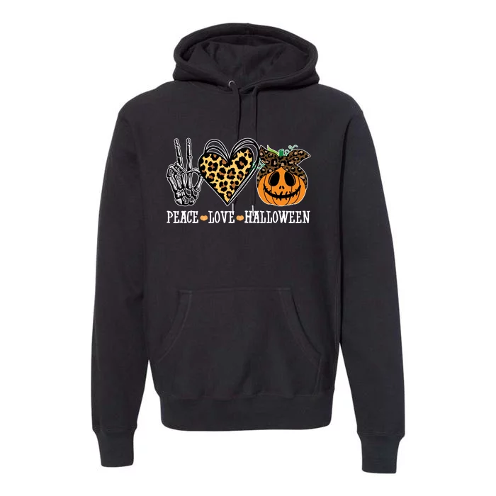 Peace Love Halloween Festive Leopard Premium Hoodie