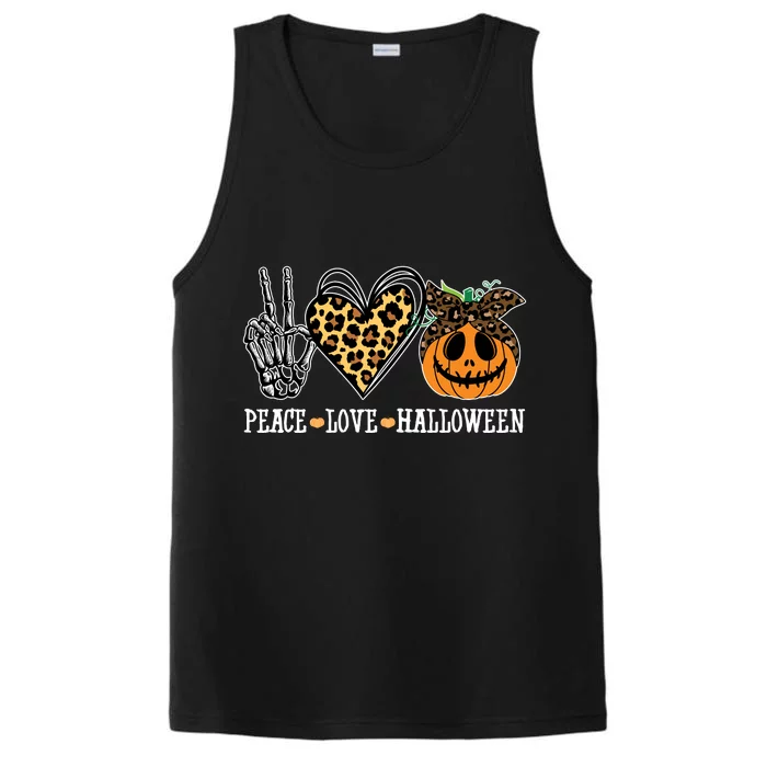 Peace Love Halloween Festive Leopard Performance Tank