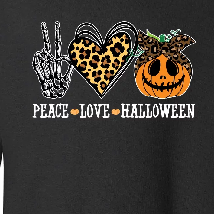 Peace Love Halloween Festive Leopard Toddler Sweatshirt