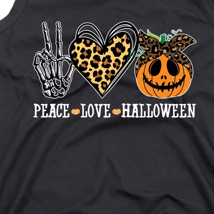 Peace Love Halloween Festive Leopard Tank Top