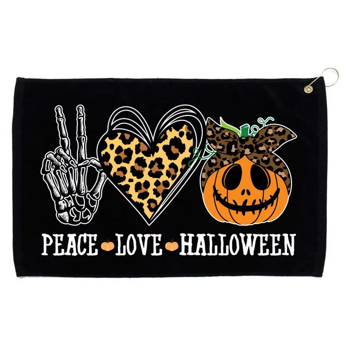 Peace Love Halloween Festive Leopard Grommeted Golf Towel