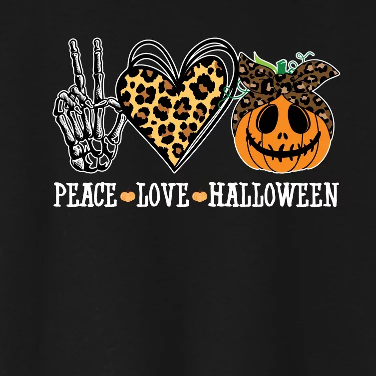 Peace Love Halloween Festive Leopard Women's Crop Top Tee