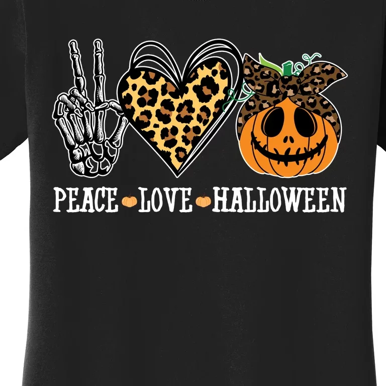 Peace Love Halloween Festive Leopard Women's T-Shirt