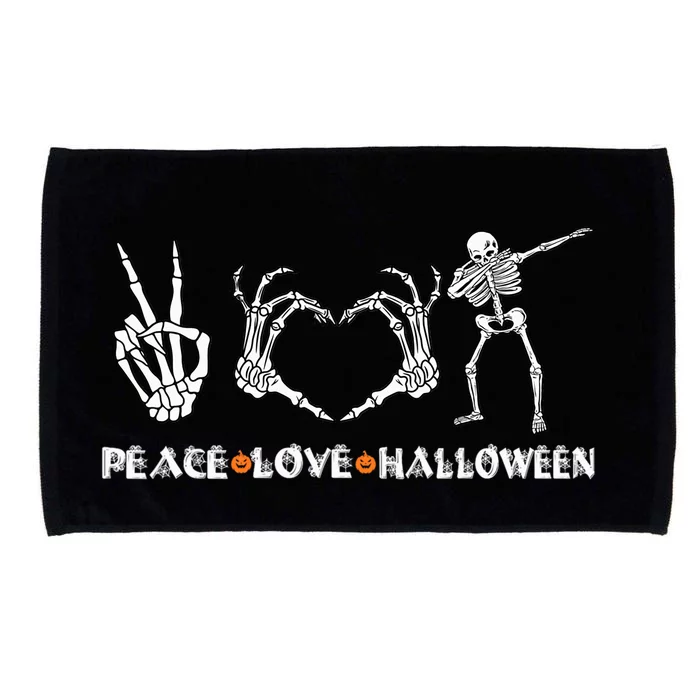 Peace Love Halloween Funny Skeleton Hands Happy Halloween Gift Microfiber Hand Towel