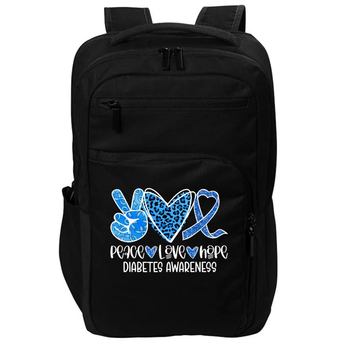 Peace Love Hope Leopard Blue Type 1 Diabetes Awareness Impact Tech Backpack