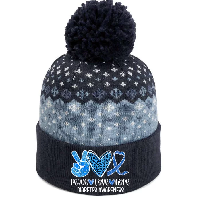 Peace Love Hope Leopard Blue Type 1 Diabetes Awareness The Baniff Cuffed Pom Beanie