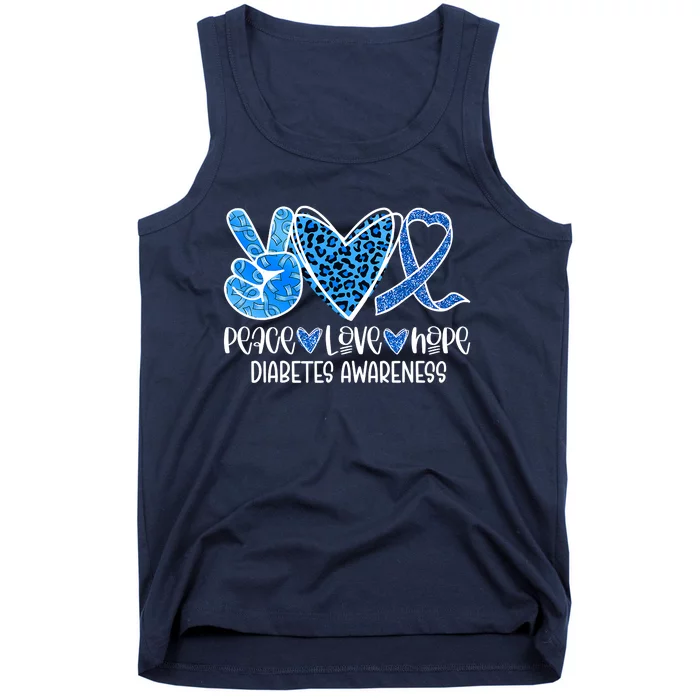 Peace Love Hope Leopard Blue Type 1 Diabetes Awareness Tank Top