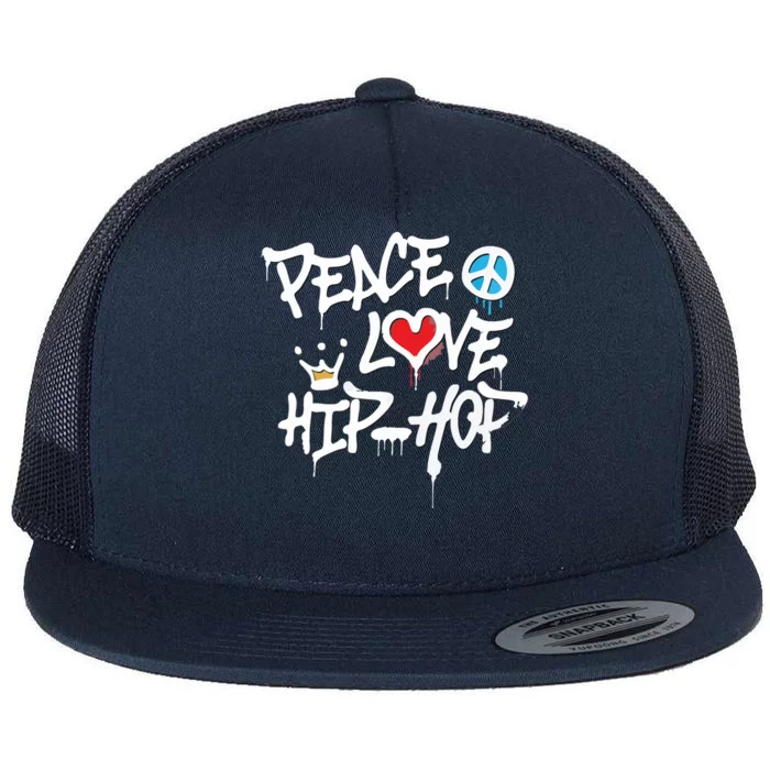 Peace Love Hip Hop Dancing Flat Bill Trucker Hat