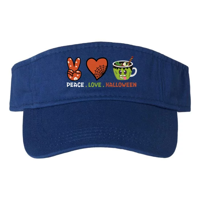 Peace Love Halloween Spirit Spooky Zombie Coffee Great Gift Valucap Bio-Washed Visor