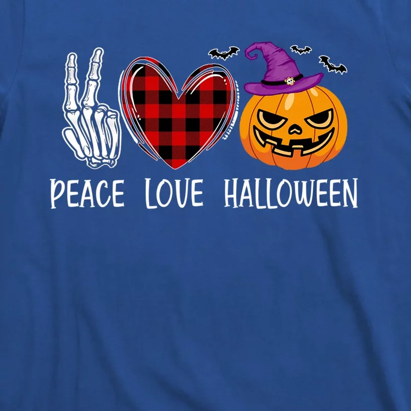 Peace Love Halloween Funny Scary Retro Pumpkin Cool Gift T-Shirt