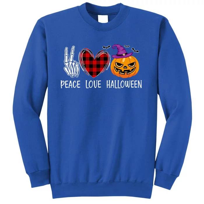 Peace Love Halloween Funny Scary Retro Pumpkin Cool Gift Tall Sweatshirt