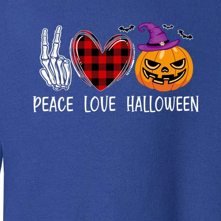 Peace Love Halloween Funny Scary Retro Pumpkin Cool Gift Toddler Sweatshirt