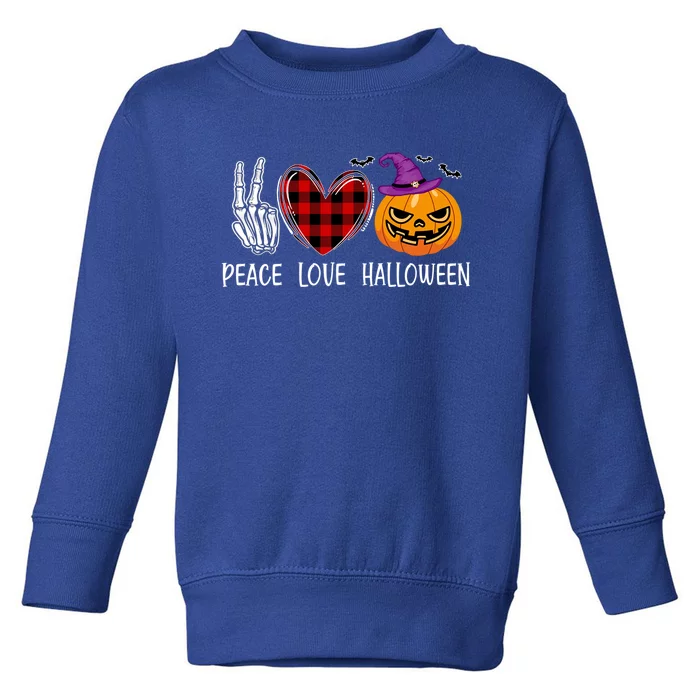 Peace Love Halloween Funny Scary Retro Pumpkin Cool Gift Toddler Sweatshirt