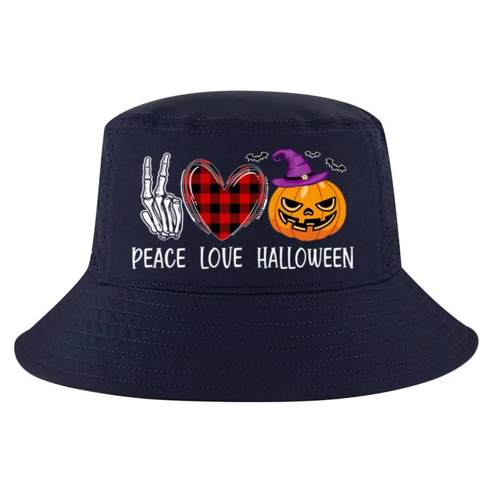 Peace Love Halloween Funny Scary Retro Pumpkin Cool Gift Cool Comfort Performance Bucket Hat