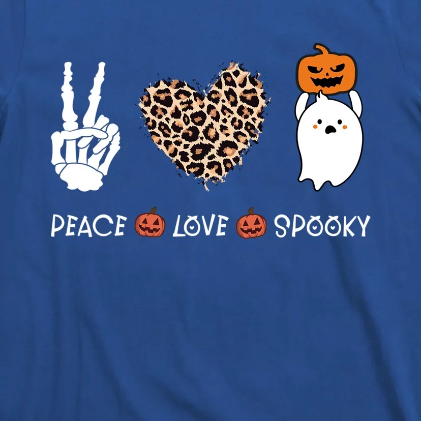 Peace Love Halloween Spooky Boo Leopard Heart Costume Gift T-Shirt