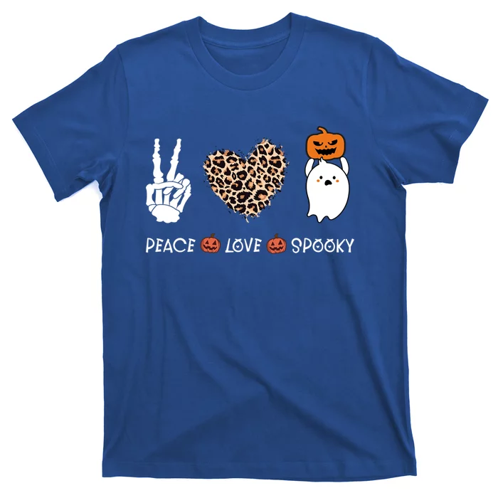 Peace Love Halloween Spooky Boo Leopard Heart Costume Gift T-Shirt