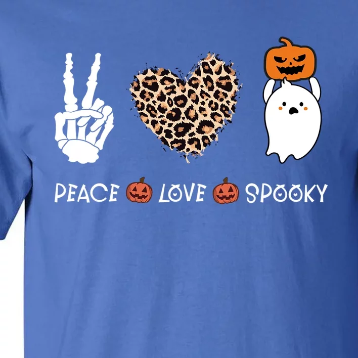 Peace Love Halloween Spooky Boo Leopard Heart Costume Gift Tall T-Shirt